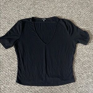 Black V-Neck Women's Top